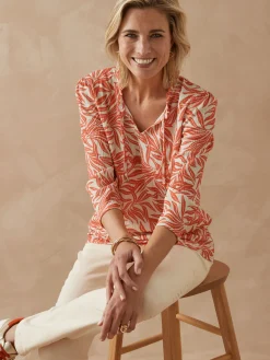 Tee-shirt maille gaufrée col volanté Femme T-Shirt