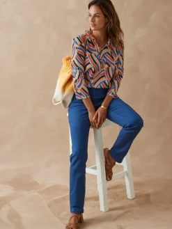 Clearance Tee-shirt maille gaufrée col volanté Femme T-Shirt