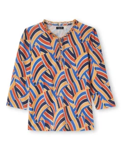 Clearance Tee-shirt maille gaufrée col volanté Femme T-Shirt