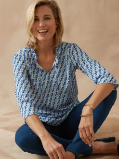 Outlet Tee-shirt maille gaufrée col volanté Femme T-Shirt