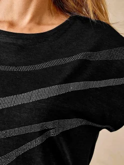 Outlet Tee-shirt manches T détails strass Femme T-Shirt