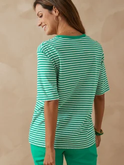 Best Tee-shirt marinière avec lin Femme T-Shirt