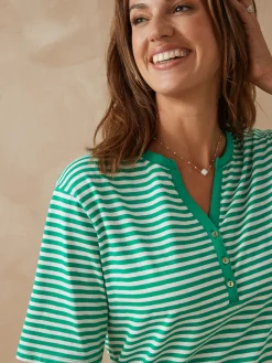 Best Tee-shirt marinière avec lin Femme T-Shirt