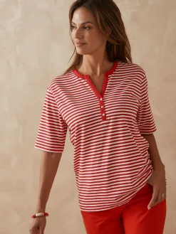 Hot Tee-shirt marinière avec lin Femme T-Shirt