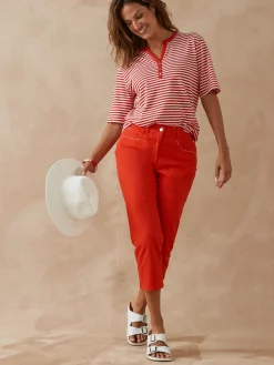 Hot Tee-shirt marinière avec lin Femme T-Shirt