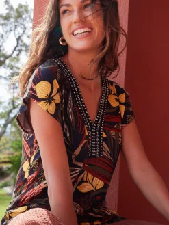 Online Tee-shirt perles fantaisie maille fluide Femme T-Shirt