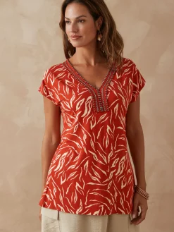 Clearance Tee-shirt perles fantaisie maille fluide Femme T-Shirt