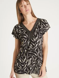 Online Tee-shirt perles fantaisie maille fluide Femme T-Shirt