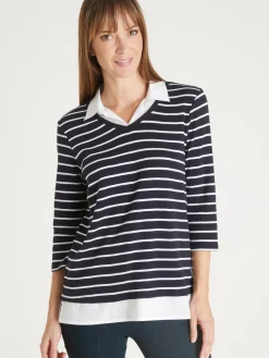 Clearance Tee-shirt rayé effet 2 en 1 Femme Tunique|T-Shirt