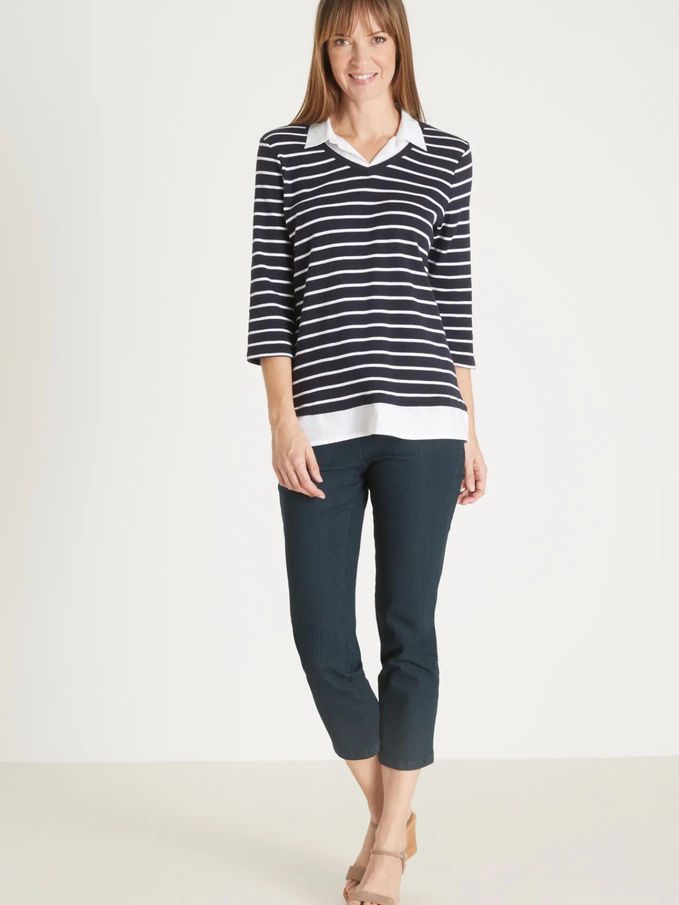 Clearance Tee-shirt rayé effet 2 en 1 Femme Tunique|T-Shirt