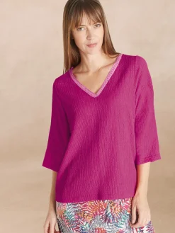 Hot Tee-shirt V galon fantaisie Femme T-Shirt