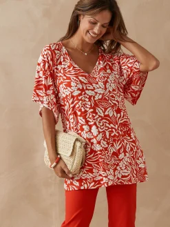 Outlet Tee-shirt V smocks au dos Femme T-Shirt