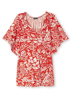 Outlet Tee-shirt V smocks au dos Femme T-Shirt