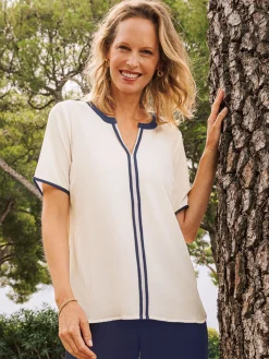 Best Tunique bicolore manches courtes Femme Tunique|Chemisier, Blouse