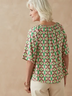 Discount Tunique fluide manches au coude Femme Chemisier, Blouse