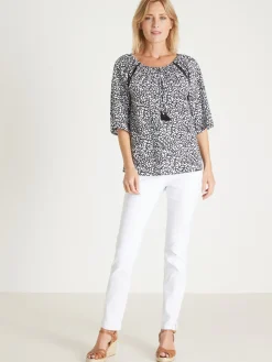 Best Tunique fluide manches au coude Femme Chemisier, Blouse