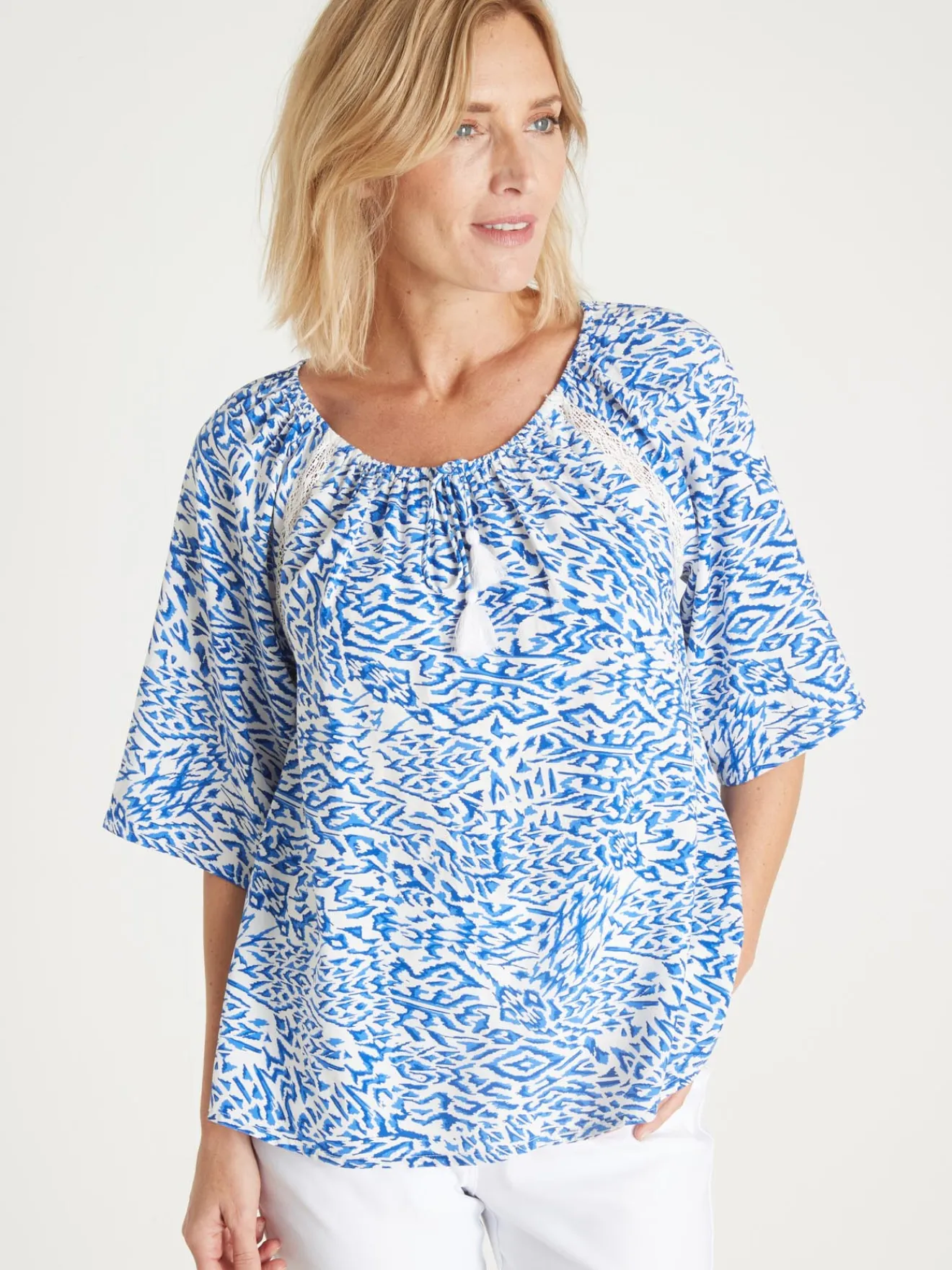 Clearance Tunique fluide manches au coude Femme Chemisier, Blouse