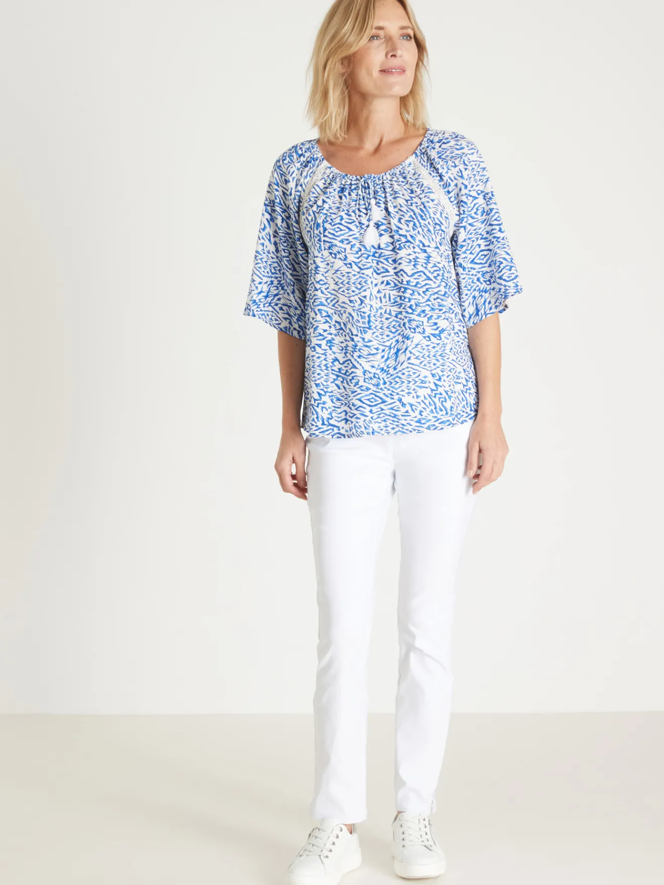 Clearance Tunique fluide manches au coude Femme Chemisier, Blouse