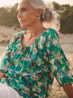 New Tunique fluide manches au coude Femme Chemisier, Blouse