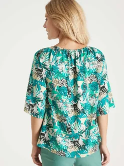 New Tunique fluide manches au coude Femme Chemisier, Blouse