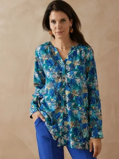 Sale Tunique longue entièrement boutonnée Femme Chemisier, Blouse|Tunique