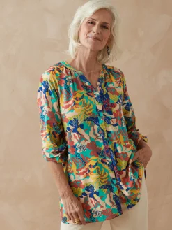 New Tunique longue entièrement boutonnée Femme Tunique|Chemisier, Blouse