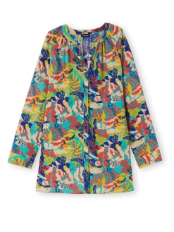 New Tunique longue entièrement boutonnée Femme Tunique|Chemisier, Blouse