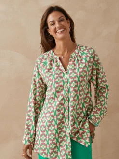 Outlet Tunique longue entièrement boutonnée Femme Tunique|Chemisier, Blouse