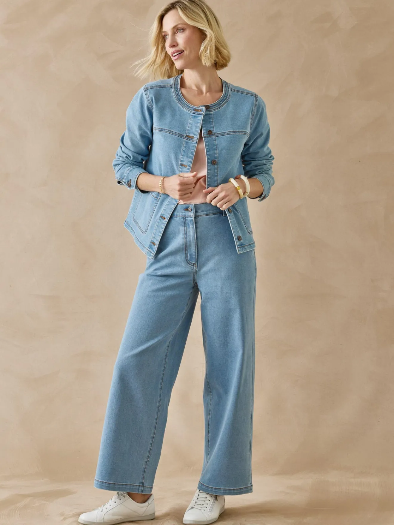 New Veste denim encolure ronde Femme Manteau, Parka|Veste, Blazer