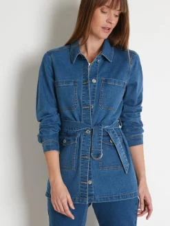 New Veste saharienne en denim Femme Veste, Blazer