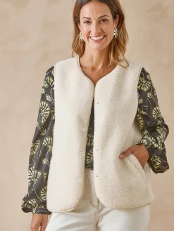 Discount Veste sans manches en maille moutonnée Femme Manteau, Parka|Veste, Blazer