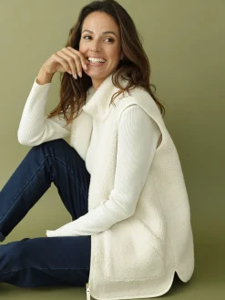 Clearance Veste sans manches sherpa moumoute Femme Manteau, Parka|Veste, Blazer