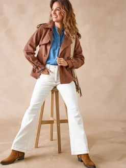 Discount Veste style trench en suédine Femme Manteau, Parka|Veste, Blazer