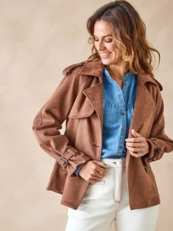 Discount Veste style trench en suédine Femme Manteau, Parka|Veste, Blazer
