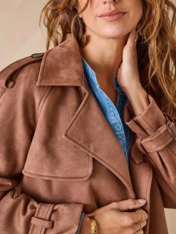 Discount Veste style trench en suédine Femme Manteau, Parka|Veste, Blazer